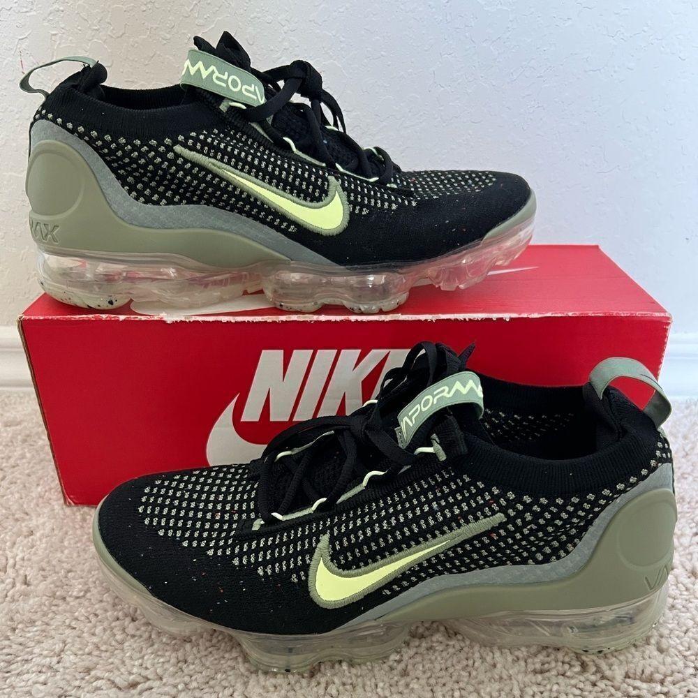 Nike Air Vapormax Black Oil Green 2021 FK GS